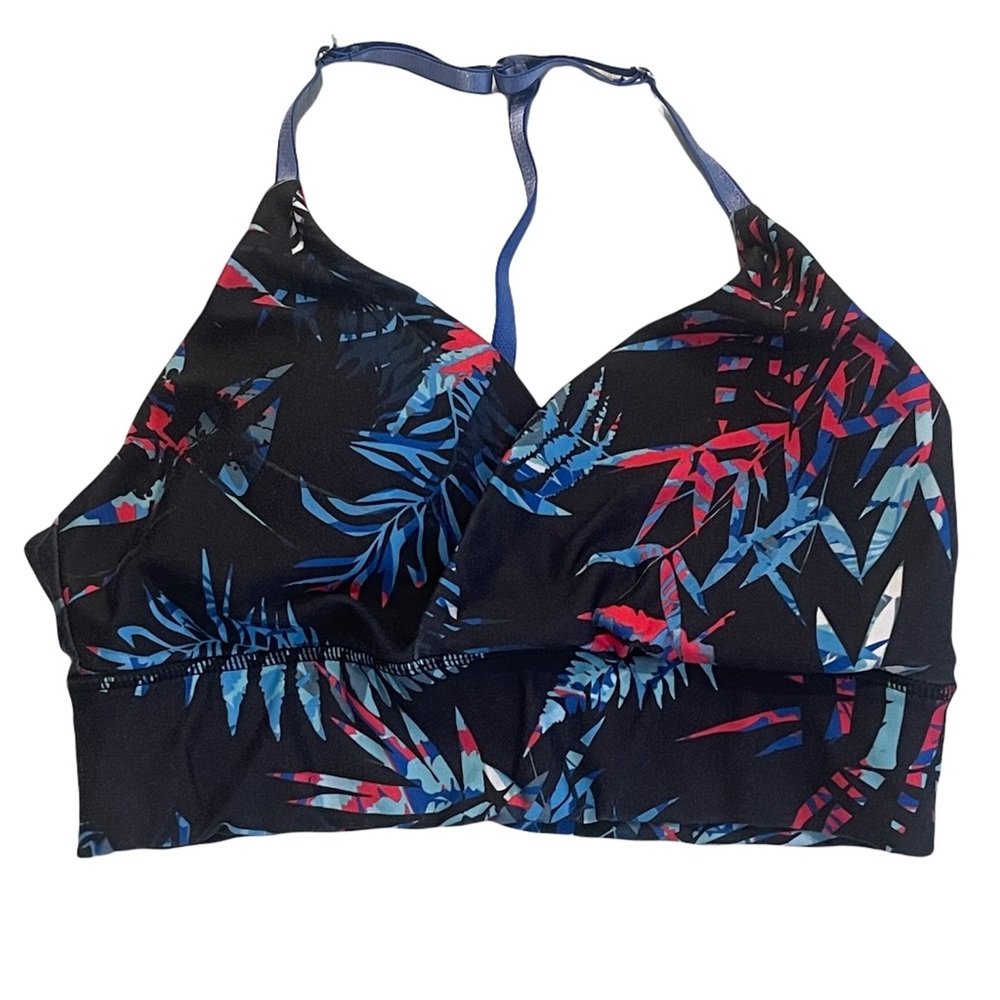 KYODAN Black Floral Print T-Back Sports Bra with Removable Padding Size S